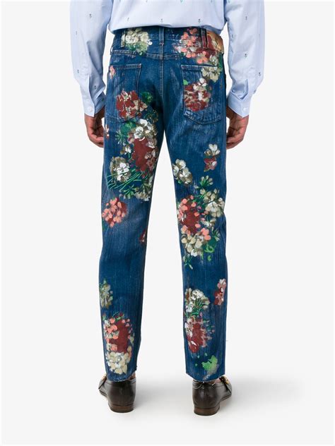 gucci flowe denim jeans